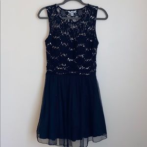 Navy & Sequin Lace Mini Dress Speckless Size 7